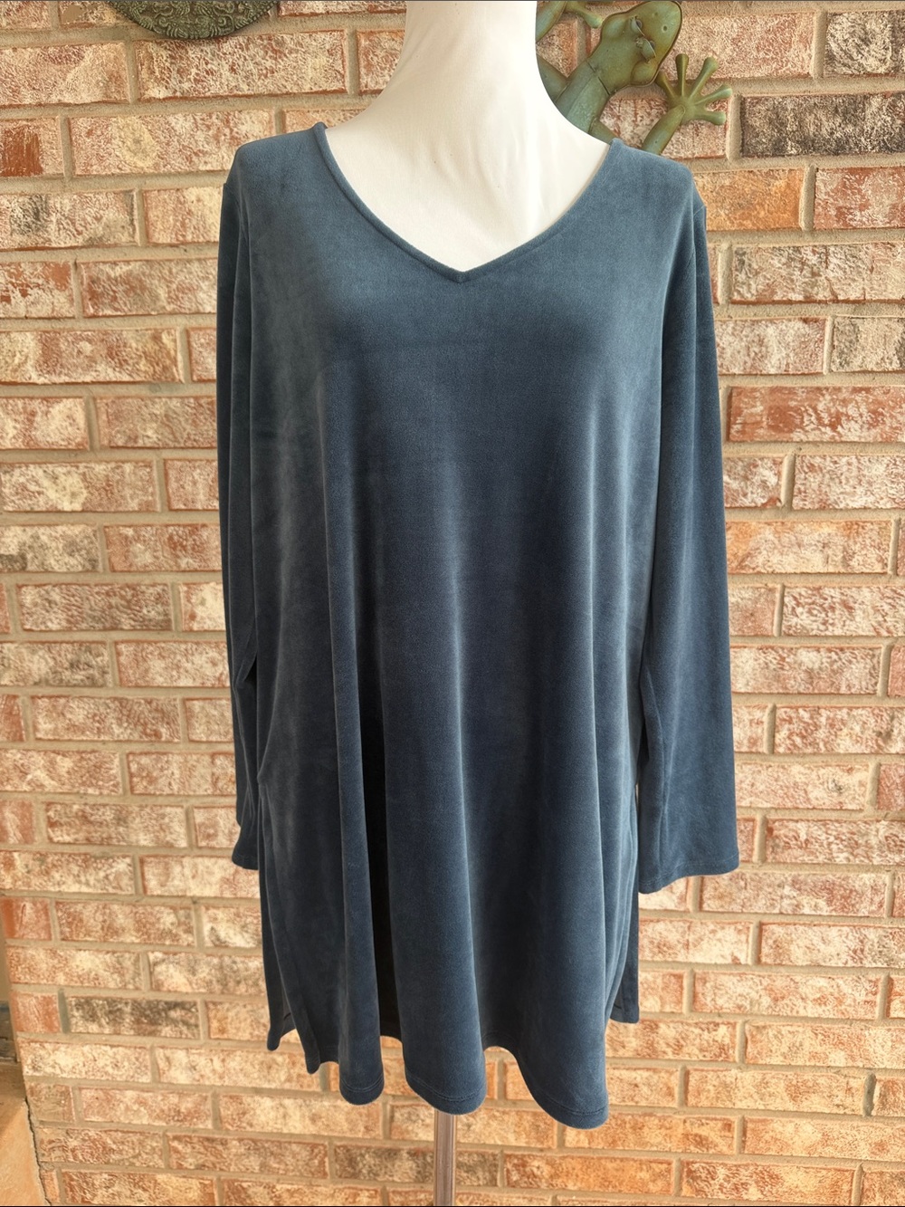 J. Jill Velvet V-Neck Long Sleeve Tunic - Slate Blue…200B - Picture 2 of 12